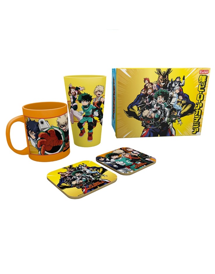 My Hero Academia Heroes Mug, 400ml Glass & 2 Coasters Collectable Gift Box