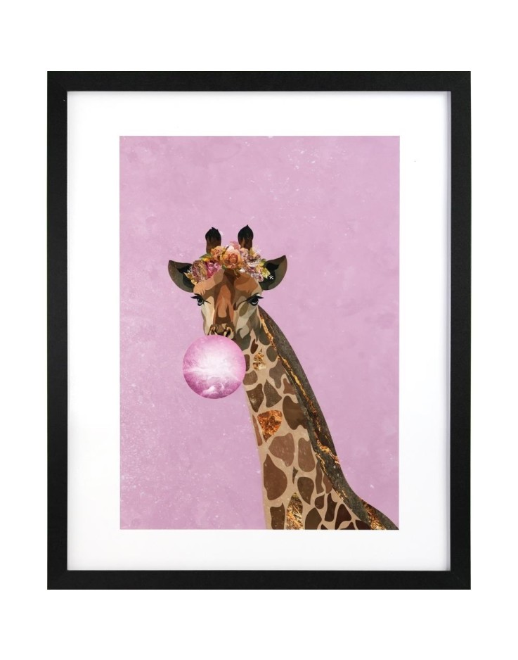 Giraffe Pink Bubble Gum - Sarah Manovski - 40 x 50cm Framed Print