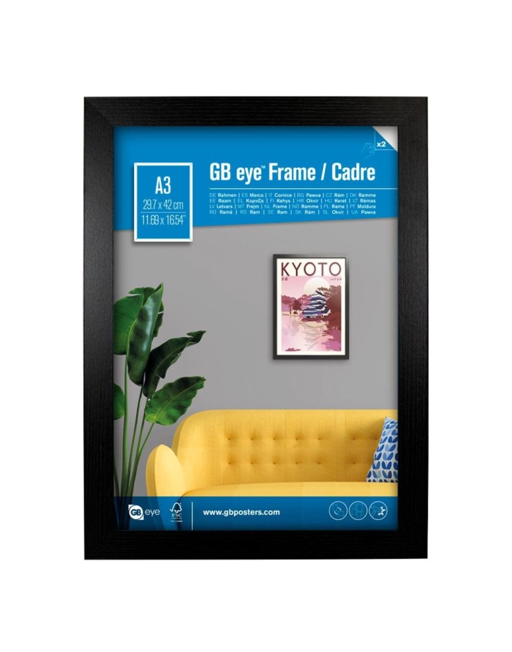 GB Eye Contemporary Wooden Black Picture Frame - A3 - 29.7 x 42cm