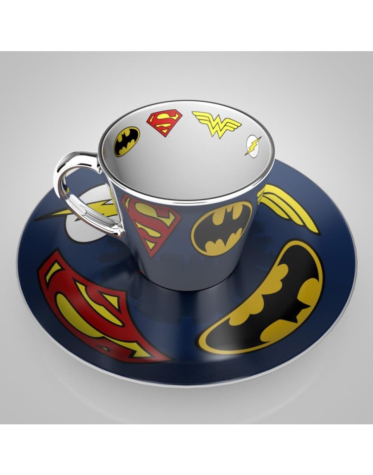DC Comics Logo Collectors Plate & Mirror Mug Set