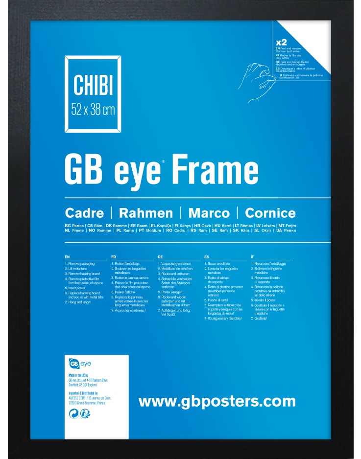 GB Eye Contemporary Wooden Black Picture Frame - Chibi - 52 x 38cm