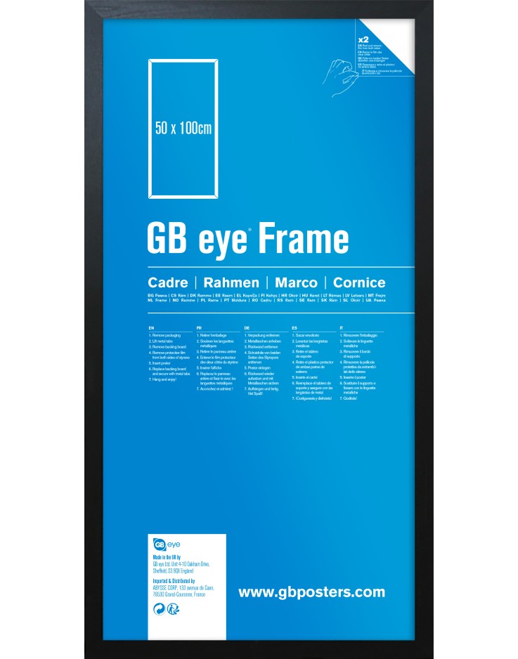 GB Eye Contemporary Wooden Black Picture Frame - 50 x 100cm