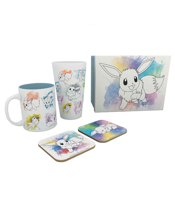 Pokémon Eevee Mug, 400ml Glass & 2 Coasters Collectable Gift Box