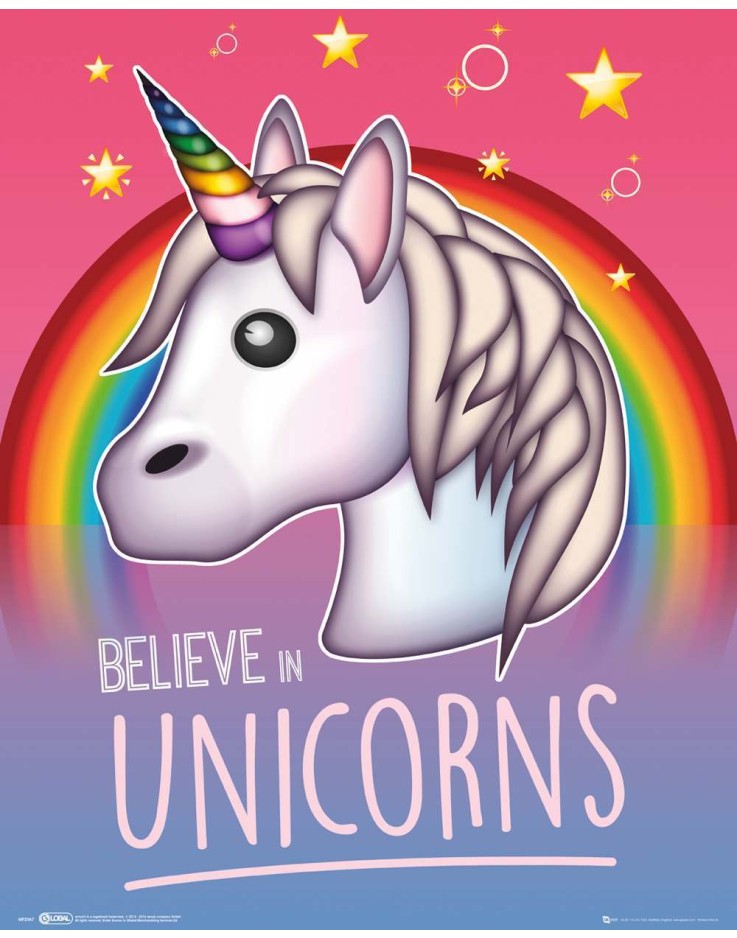 Emoji Believe in Unicorns Mini Poster