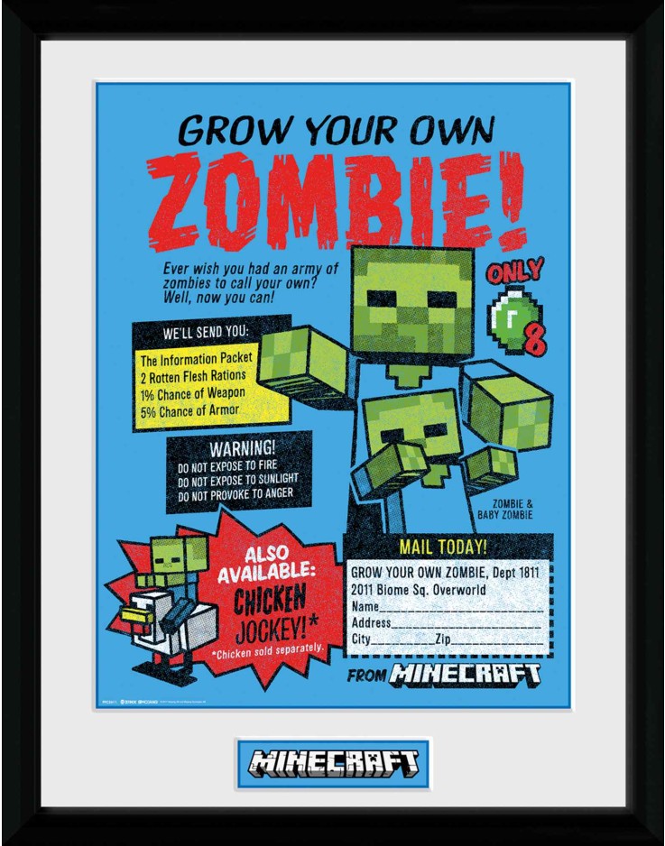 Minecraft Grow Your Own Zombie 30 x 40cm Framed Collector Print