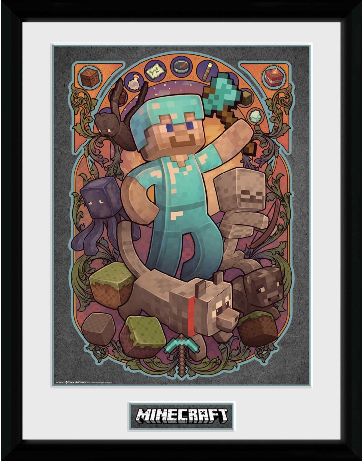 Minecraft Steve Nouveau 30 x 40cm Framed Collector Print