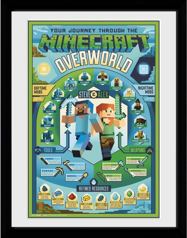 Minecraft Overworld Biome 30 x 40cm Framed Collector Print