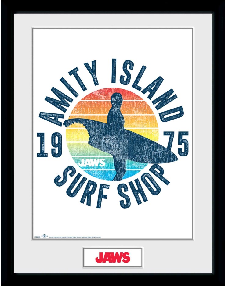 Jaws Amity Island Surf Shop 30 x 40cm Framed Collector Print