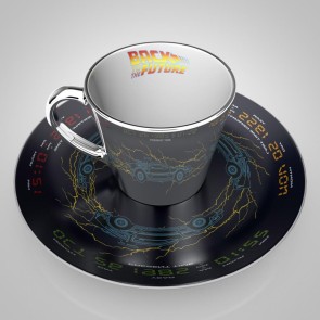 Back To The Future Delorean Collector Plate & Mirror Mug Set