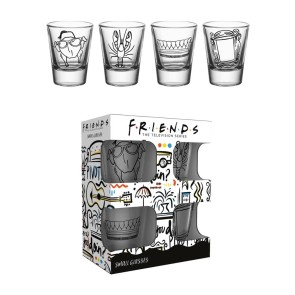 Friends Doodle Shot Glasses - Set of 4