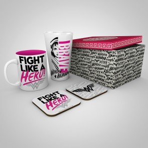 DC Comics Fight Like A Hero Mug, 400ml Glass & 2 Coasters Collectable Gift Box