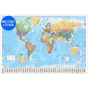 World Map Maxi Poster 61 x 91.5cm Bundle x 5