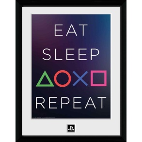 Playstation Eat Sleep Repeat  30 x 40cm Framed Collector Print